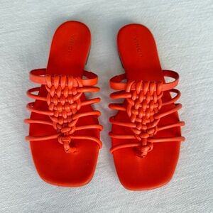 Vince Orange Woven Leather Slide Sandals Size 6.5